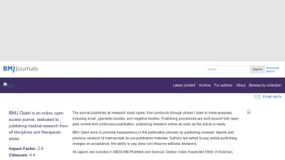 Screenshot of Bmjopen.bmj.com