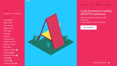 Screenshot of Aframe.io