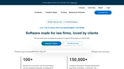 Screenshot preview of clio.com
