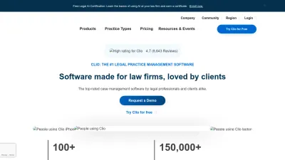 Screenshot of Clio.com