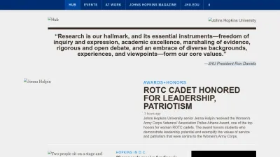 Screenshot of Hub.jhu.edu