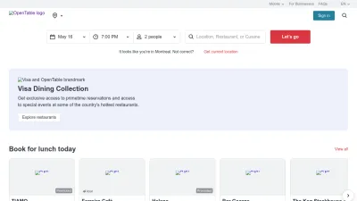 Screenshot of Opentable.com