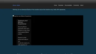 Screenshot of Electrum.org