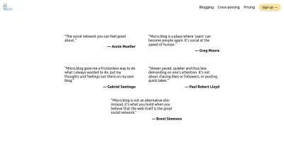 Screenshot of Micro.blog