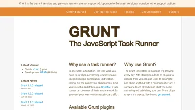 Screenshot of Gruntjs.com