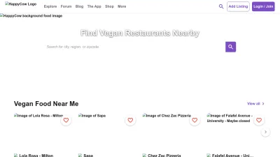 Screenshot preview of happycow.net