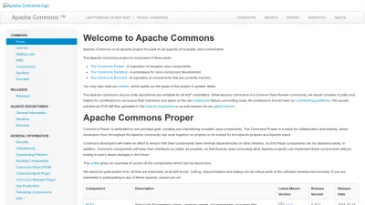Screenshot of Commons.apache.org
