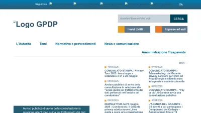 Screenshot of Garanteprivacy.it
