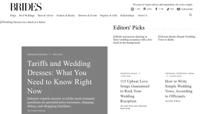 Screenshot preview of brides.com