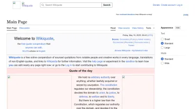 Screenshot of En.wikiquote.org
