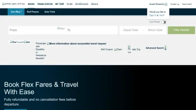 Screenshot preview of amtrak.com
