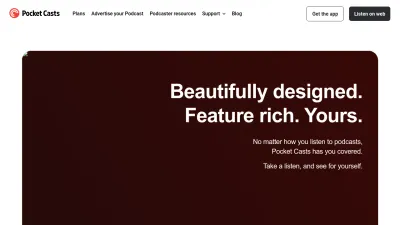 Screenshot of Pocketcasts.com