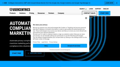 Screenshot of Usercentrics.com