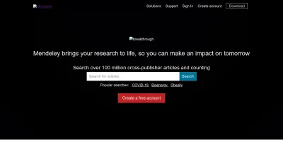 Screenshot of Mendeley.com