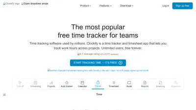 Screenshot preview of clockify.me