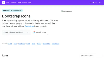 Screenshot preview of icons.getbootstrap.com