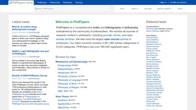 Screenshot of Philpapers.org