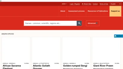 Screenshot of Iucnredlist.org