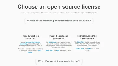 Screenshot of Choosealicense.com