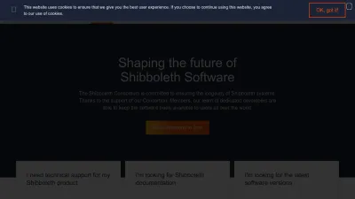Screenshot of Shibboleth.net
