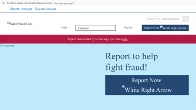 Screenshot of Reportfraud.ftc.gov