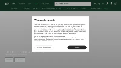 Screenshot of Lacoste.com