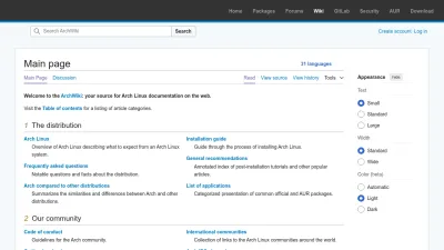 Screenshot of Wiki.archlinux.org
