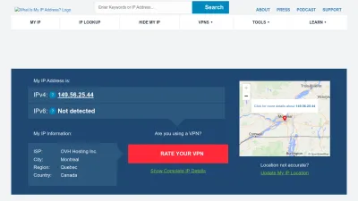 Screenshot preview of whatismyipaddress.com