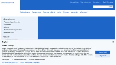 Screenshot of Ugent.be
