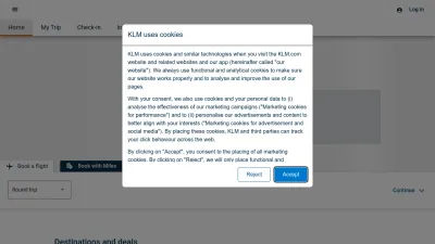 Screenshot preview of klm.com