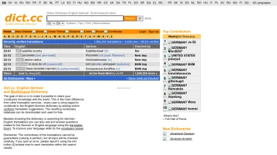 Screenshot of Dict.cc