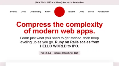 Screenshot of Rubyonrails.org