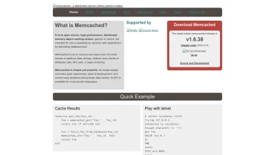 Screenshot of Memcached.org