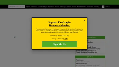Screenshot of Fangraphs.com