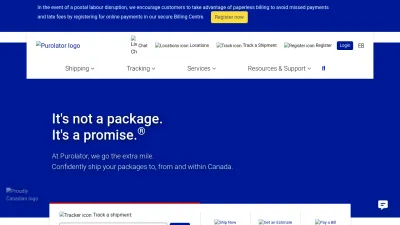 Screenshot preview of purolator.com