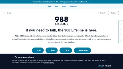 Screenshot of 988lifeline.org