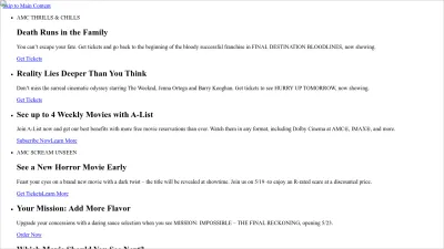 Screenshot of Amctheatres.com