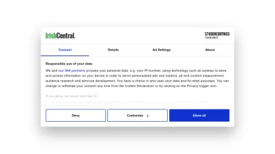 Screenshot of Irishcentral.com