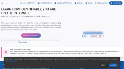 Screenshot preview of amiunique.org