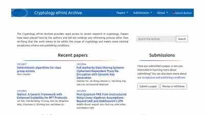 Screenshot of Eprint.iacr.org