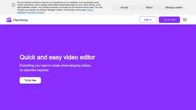 Screenshot of Clipchamp.com