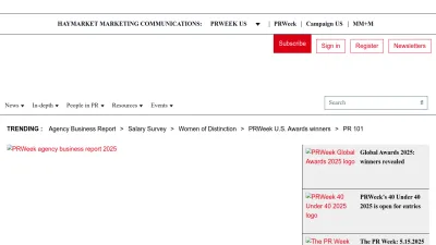 Screenshot of Prweek.com