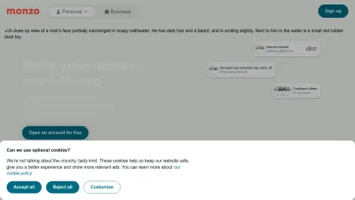 Screenshot of Monzo.com