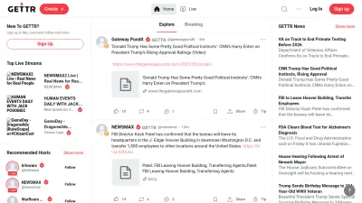 Screenshot of Gettr.com