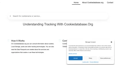 Screenshot of Cookiedatabase.org