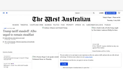 Screenshot preview of thewest.com.au