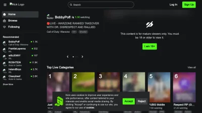 Screenshot of Kick.com