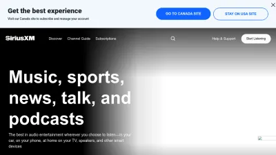 Screenshot preview of siriusxm.com
