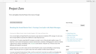 Screenshot of Googleprojectzero.blogspot.com
