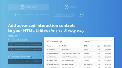 Screenshot preview of datatables.net